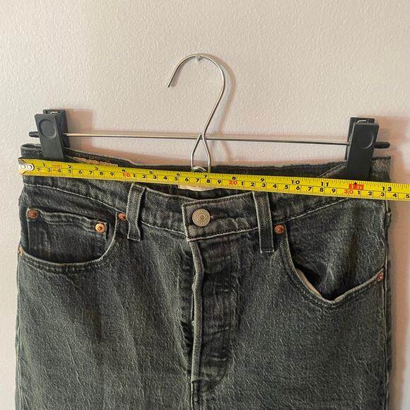 Levi's Ribcage Straight Ankle Jeans Gray Black Premium Button Fly Women 28 x 29 - Picture 10 of 15
